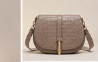 Sculptural Croc-Embossed Leather Saddle Bag
