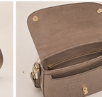 Sculptural Croc-Embossed Leather Saddle Bag