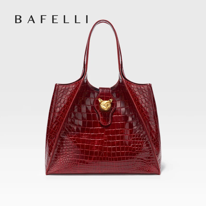Luxury Croc-Embossed Leather Messenger Bag