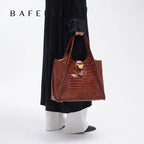 Luxury Croc-Embossed Leather Messenger Bag