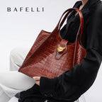 Luxury Croc-Embossed Leather Messenger Bag