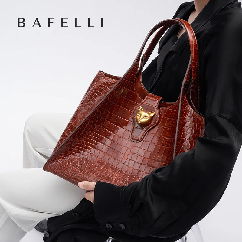 Luxury Croc-Embossed Leather Messenger Bag