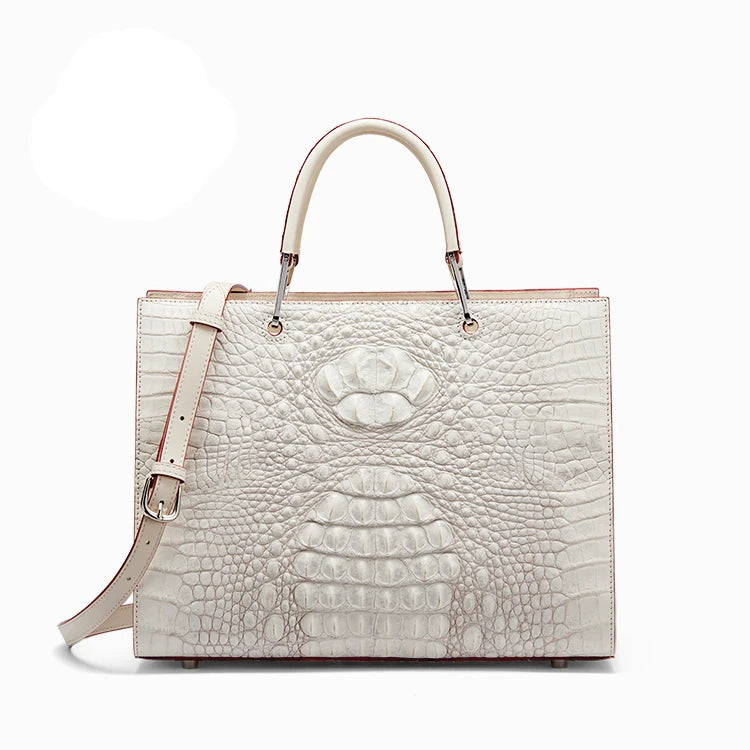 Luxury White Croc-Embossed Handbag