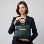 Luxury Croc-Embossed Leather Office Tote