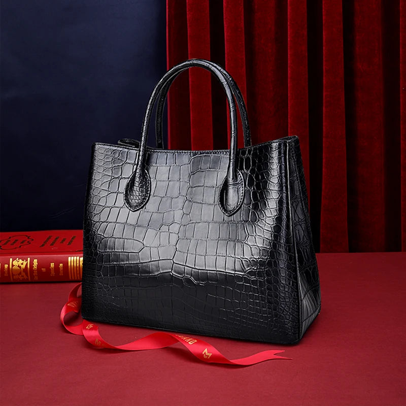Croc-Embossed Leather Belly Handbag