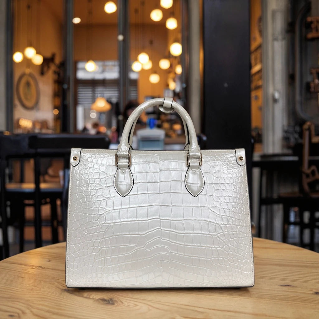 Pure Croc-Embossed Leather Ladies Handbag