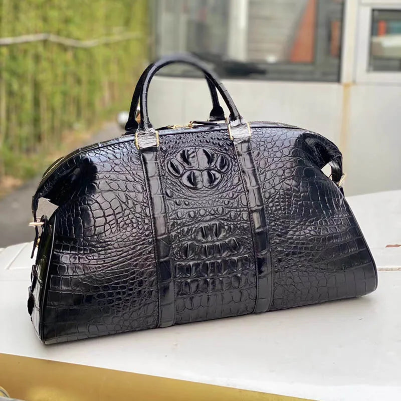 Croc-Embossed Leather Men's Handbag