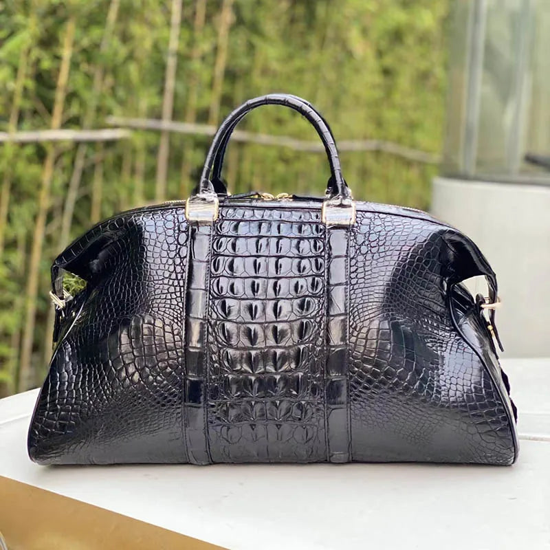 Croc-Embossed Leather Men's Handbag