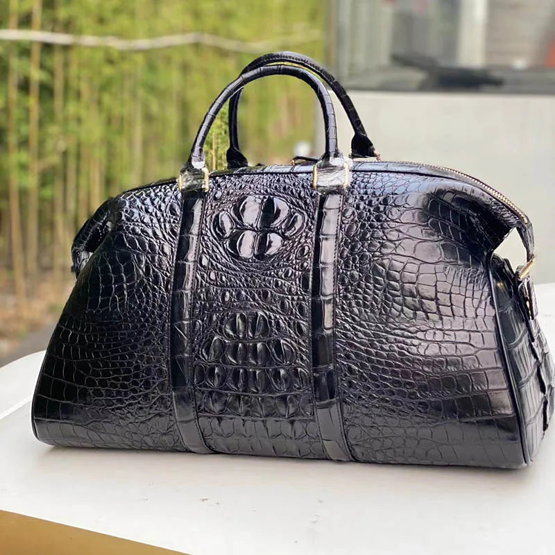Croc-Embossed Leather Men's Handbag