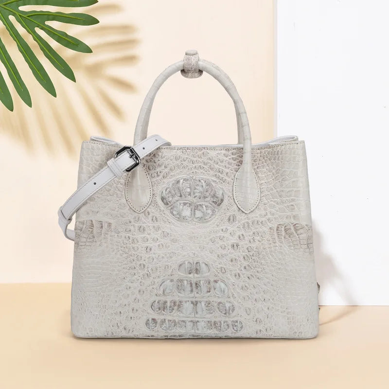 Luxury Croc-Embossed Leather Tote Handbag