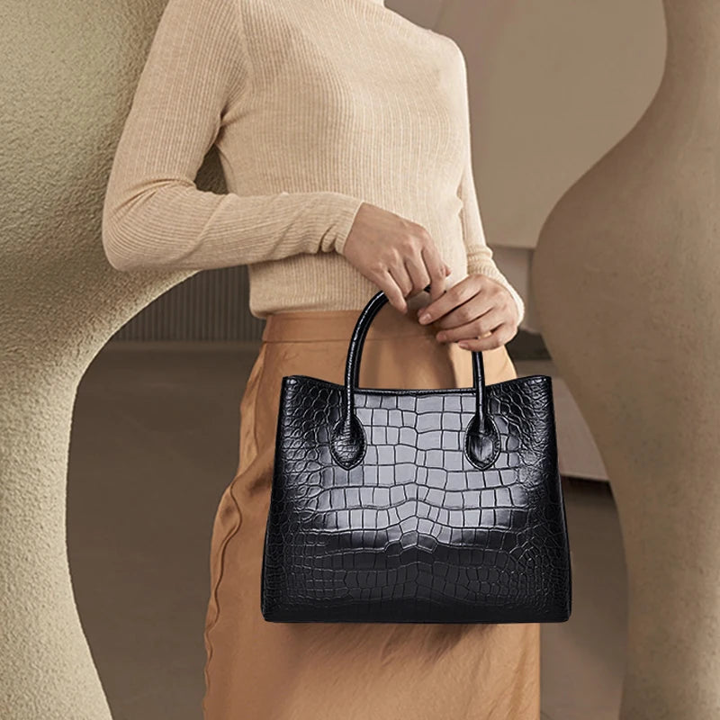 Croc-Embossed Leather Belly Handbag