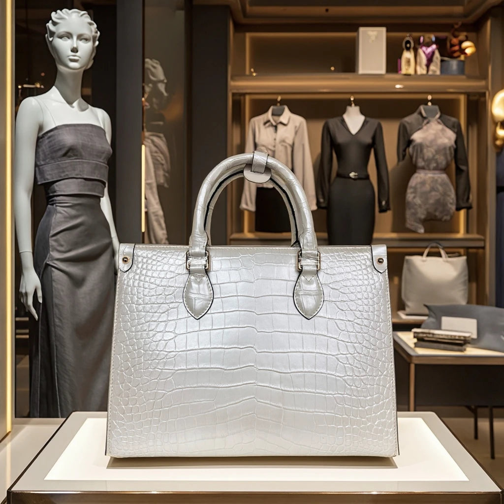 Pure Croc-Embossed Leather Ladies Handbag