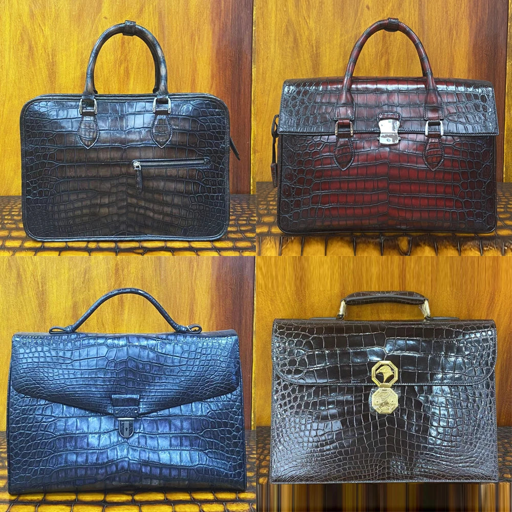 Luxury Croc-Embossed Leather Business Backpack