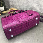 Croc-Embossed Leather Handbag Water-Dyed Black