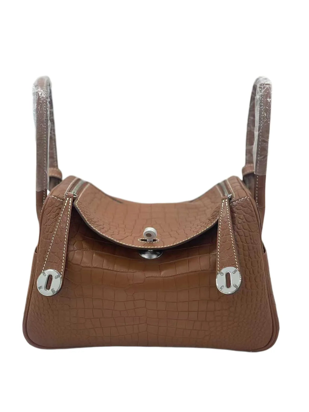 Croc-Embossed Leather Lindy Pillow Bag