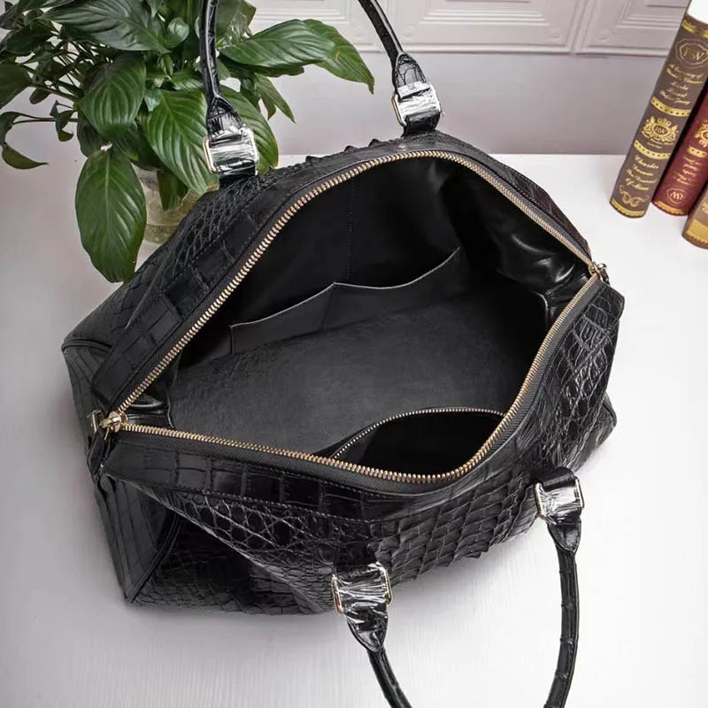 Croc-Embossed Leather Men's Handbag