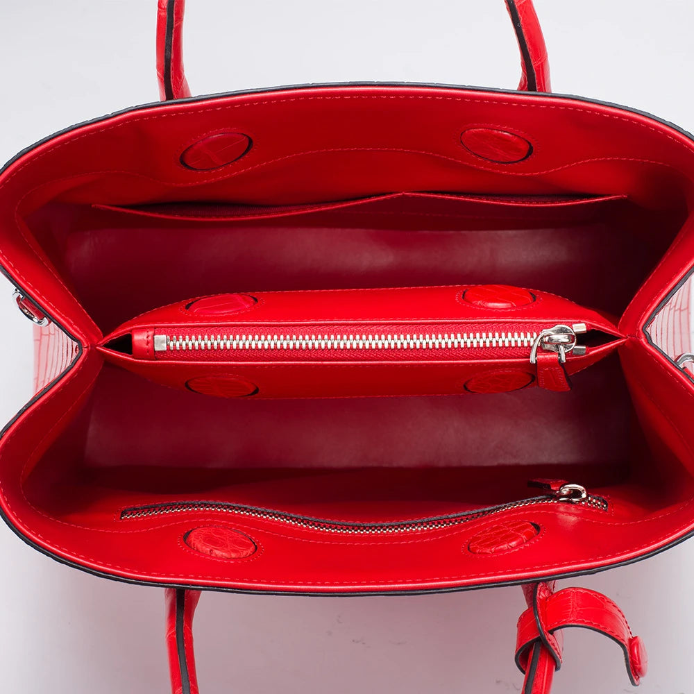 Croc-Embossed Leather Designer Handbags