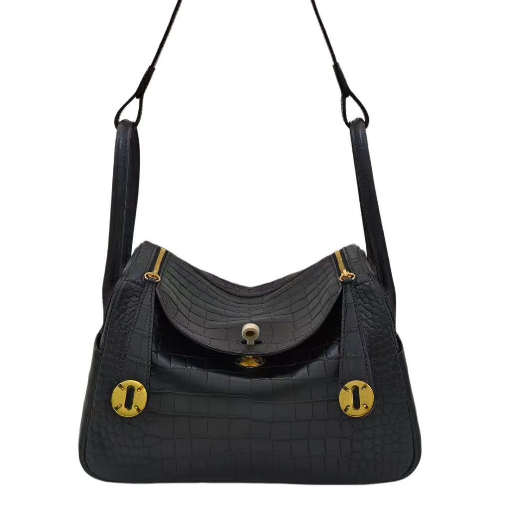Croc-Embossed Leather Lindy Pillow Bag