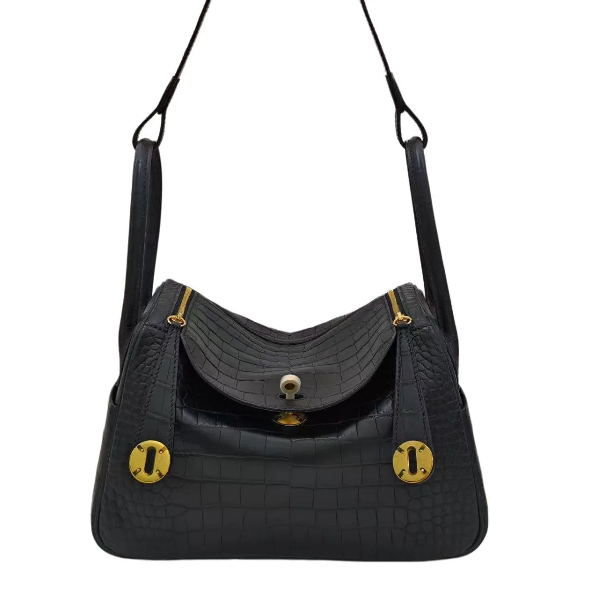 Croc-Embossed Leather Lindy Pillow Bag