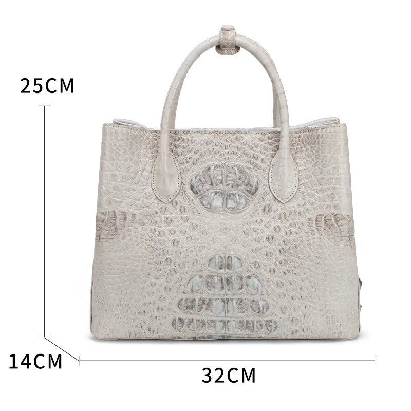 Luxury Croc-Embossed Leather Tote Handbag