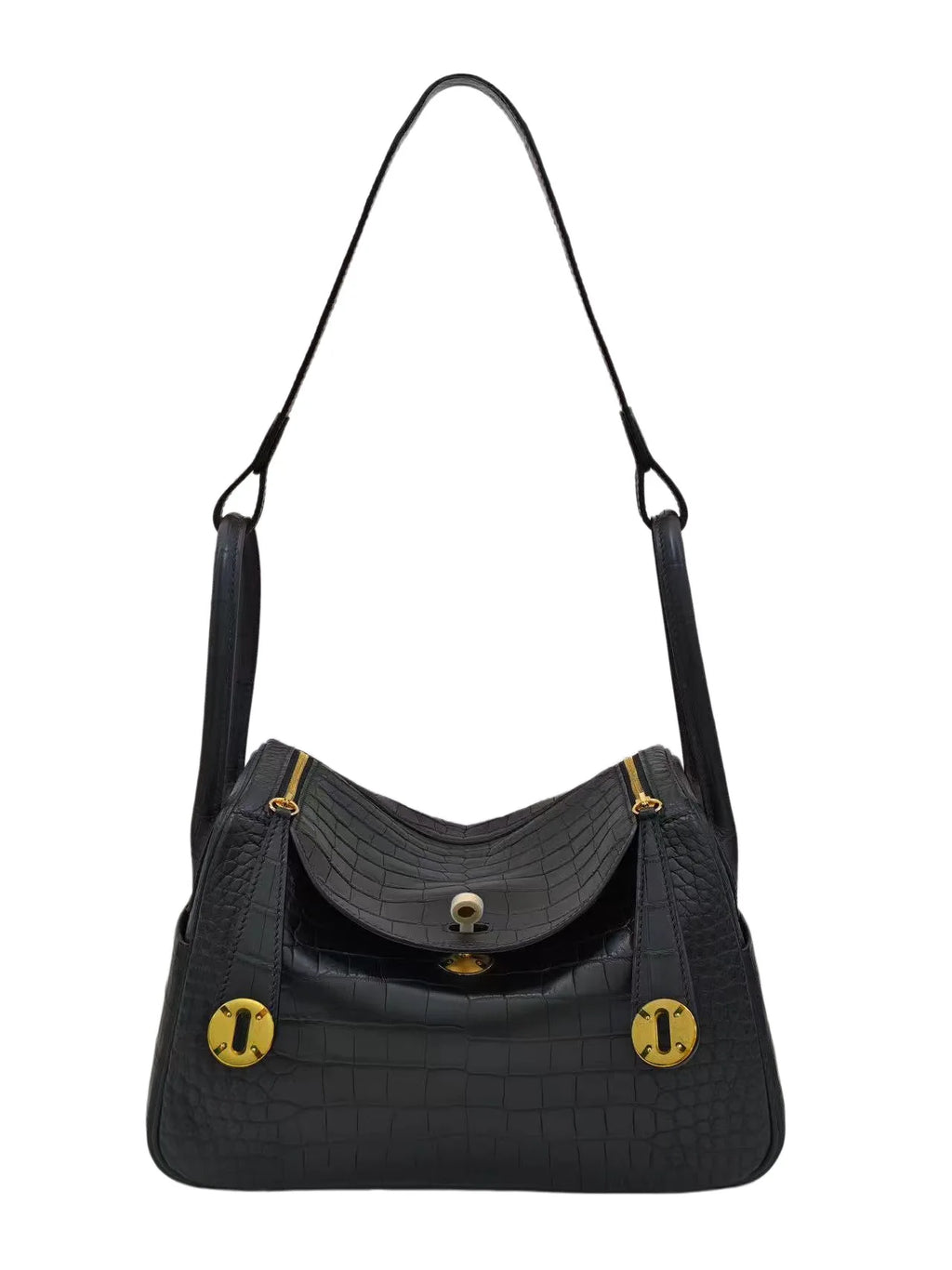 Croc-Embossed Leather Lindy Pillow Bag