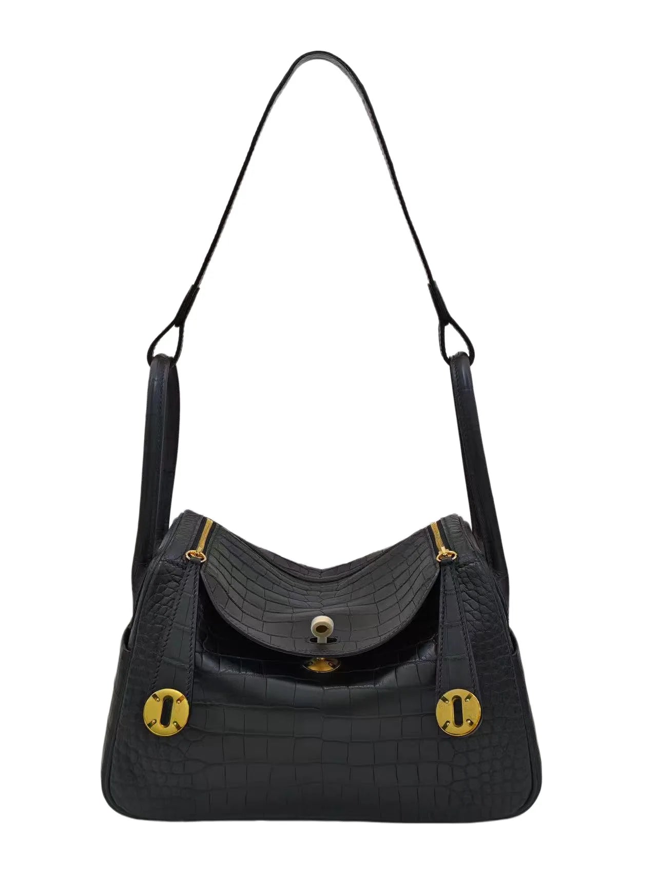 Croc-Embossed Leather Lindy Pillow Bag