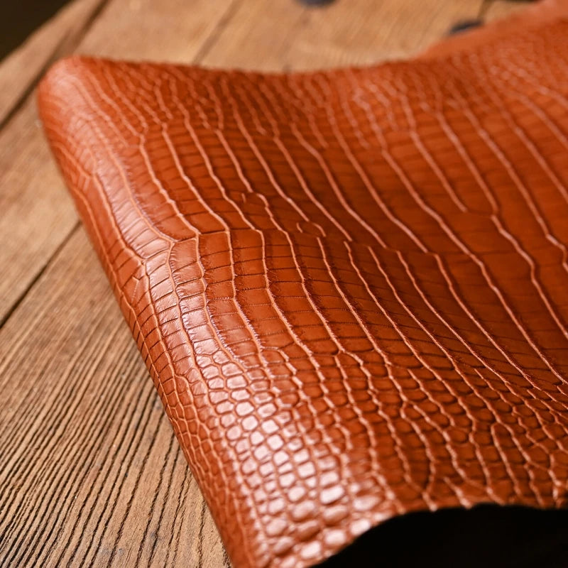 Handmade Croc-Embossed Leather Tote Bag