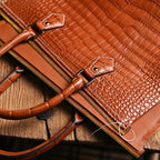 Handmade Croc-Embossed Leather Tote Bag