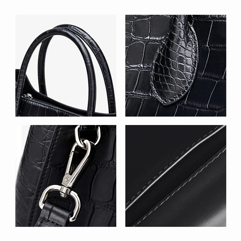 Croc-Embossed Leather Belly Handbag