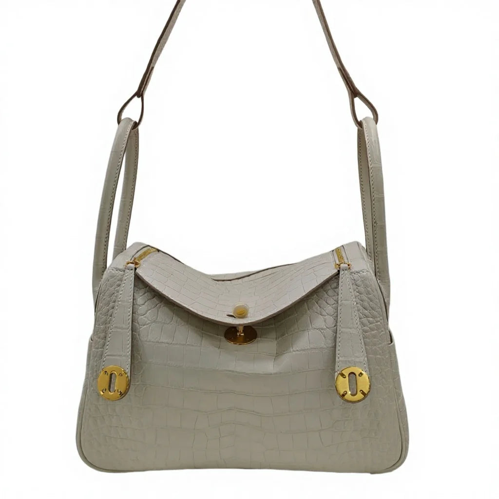 Croc-Embossed Leather Lindy Pillow Bag