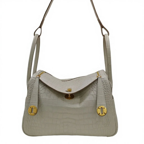 Croc-Embossed Leather Lindy Pillow Bag