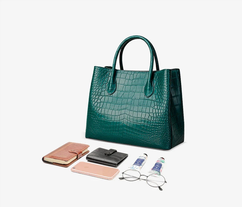 Croc-Embossed Leather Designer Handbags