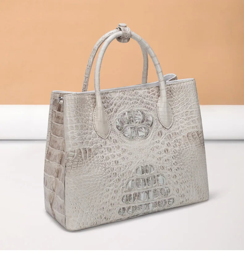 Luxury Croc-Embossed Leather Tote Handbag