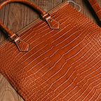 Handmade Croc-Embossed Leather Tote Bag