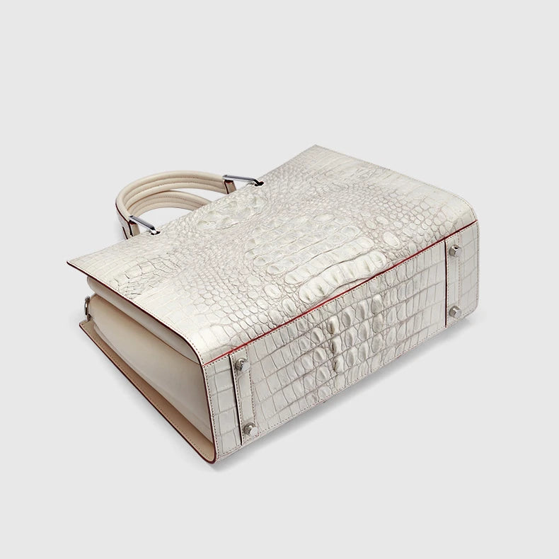 Luxury White Croc-Embossed Handbag