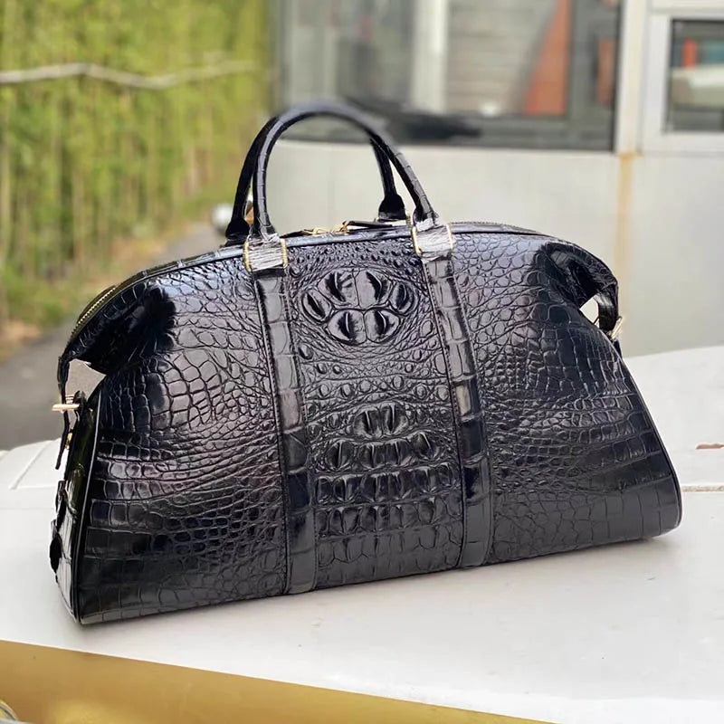 Croc-Embossed Leather Men's Handbag