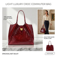 Luxury Croc-Embossed Leather Messenger Bag