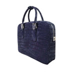 Men's Navy Croc-Embossed Briefcase