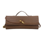 Croc-Embossed Twist-Lock Clutch