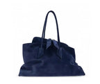 Vintage Crocodile-Embossed Pleated Tote Bag