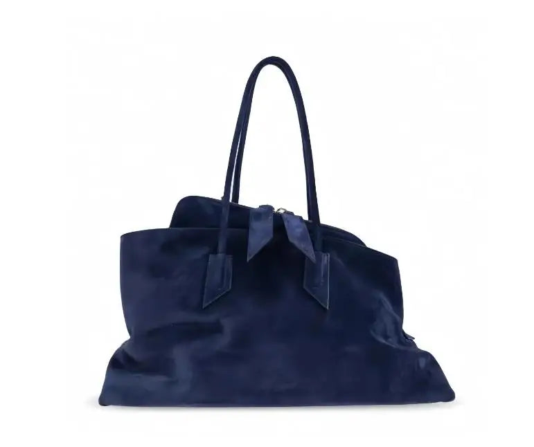 Vintage Crocodile-Embossed Pleated Tote Bag