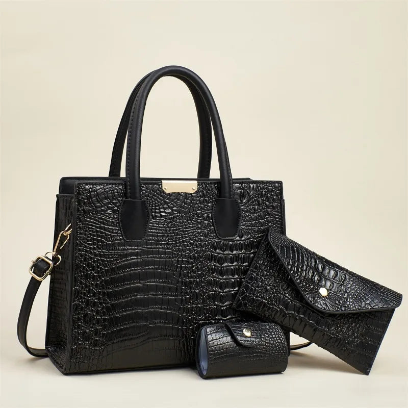 Luxury Crocodile Leather Handbag Set