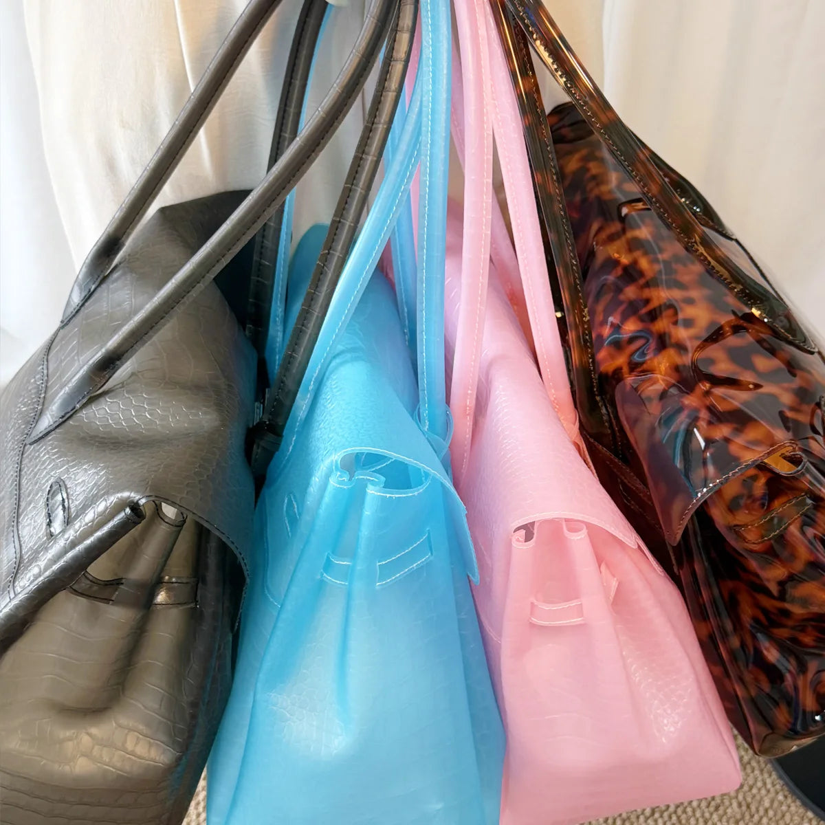 Transparent Crocodile Leather Jelly Tote