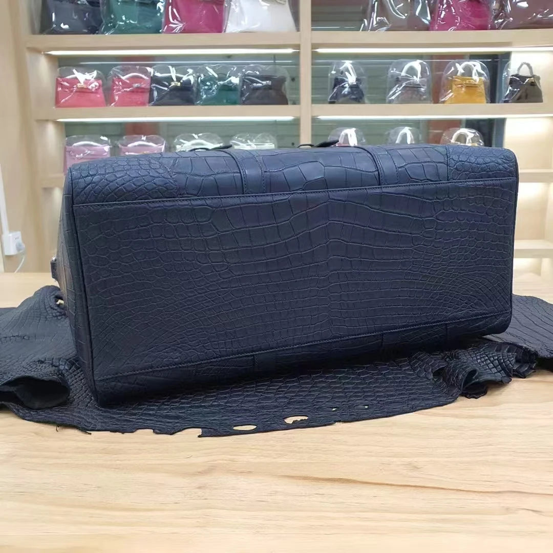 Luxury Croc-Embossed Leather Travel Bag