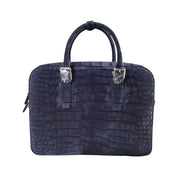 Men's Navy Croc-Embossed Briefcase
