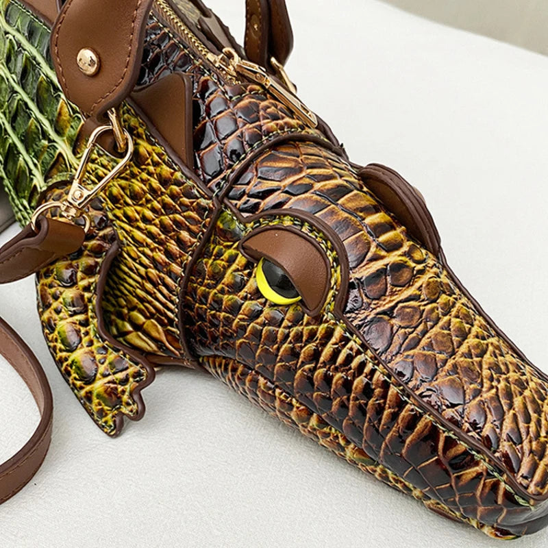 3D Crocodile Embossed Handbag