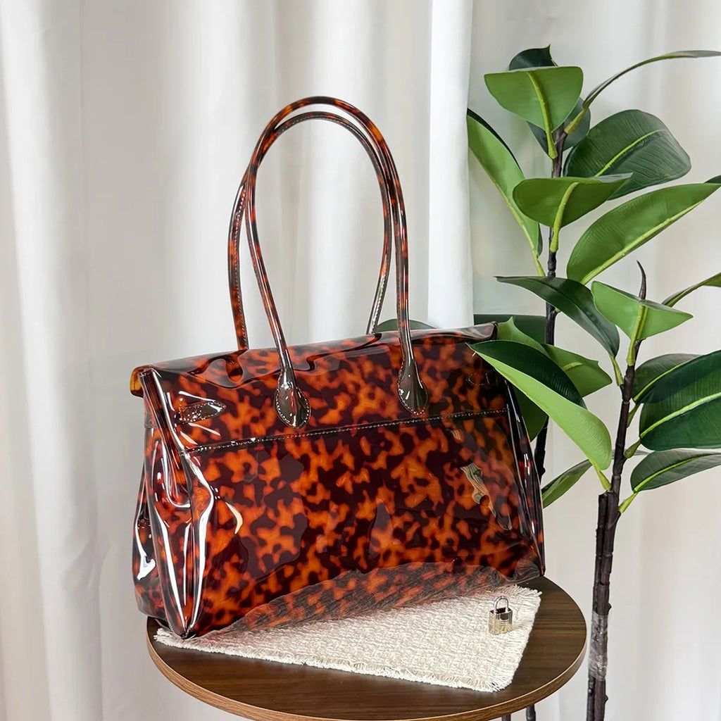 Transparent Crocodile Leather Jelly Tote