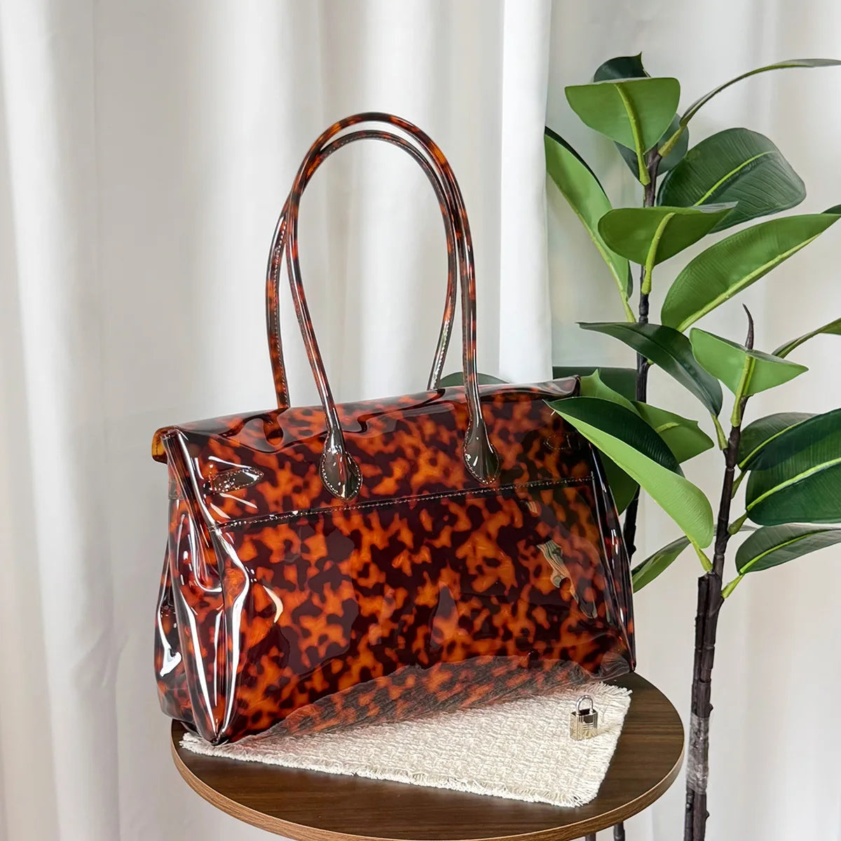 Transparent Crocodile Leather Jelly Tote