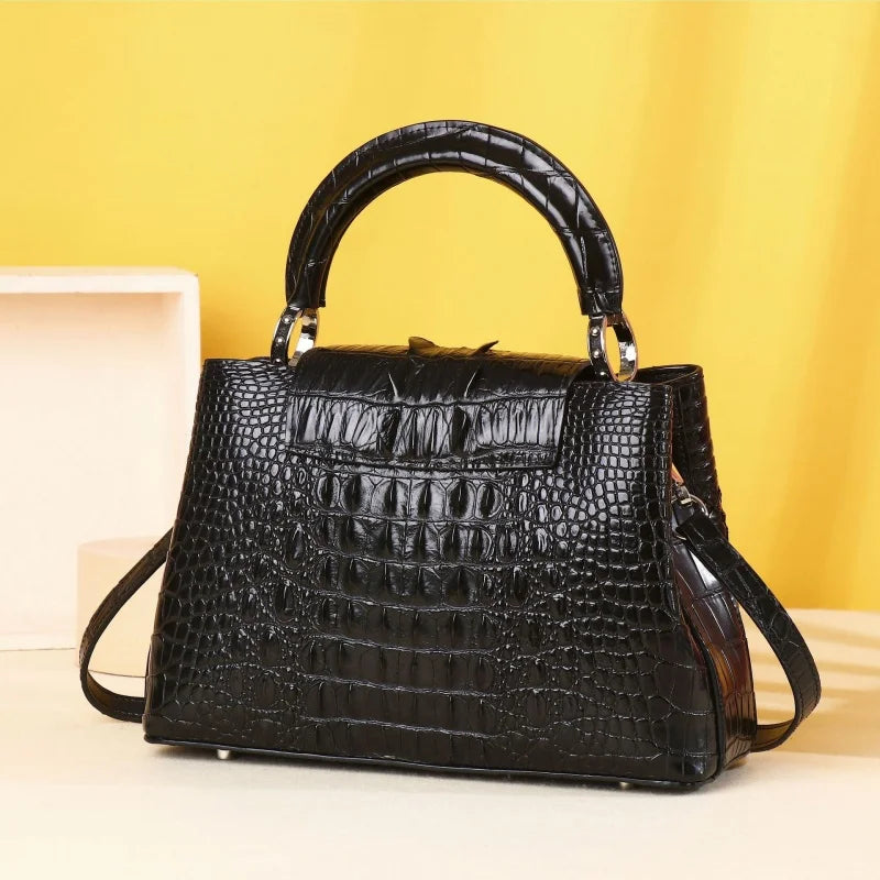 Genuine Leather Crocodile Crossbody Bag