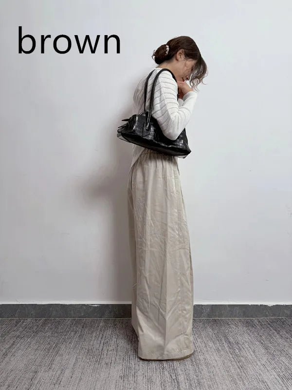 Vintage Crocodile-Embossed Pleated Tote Bag